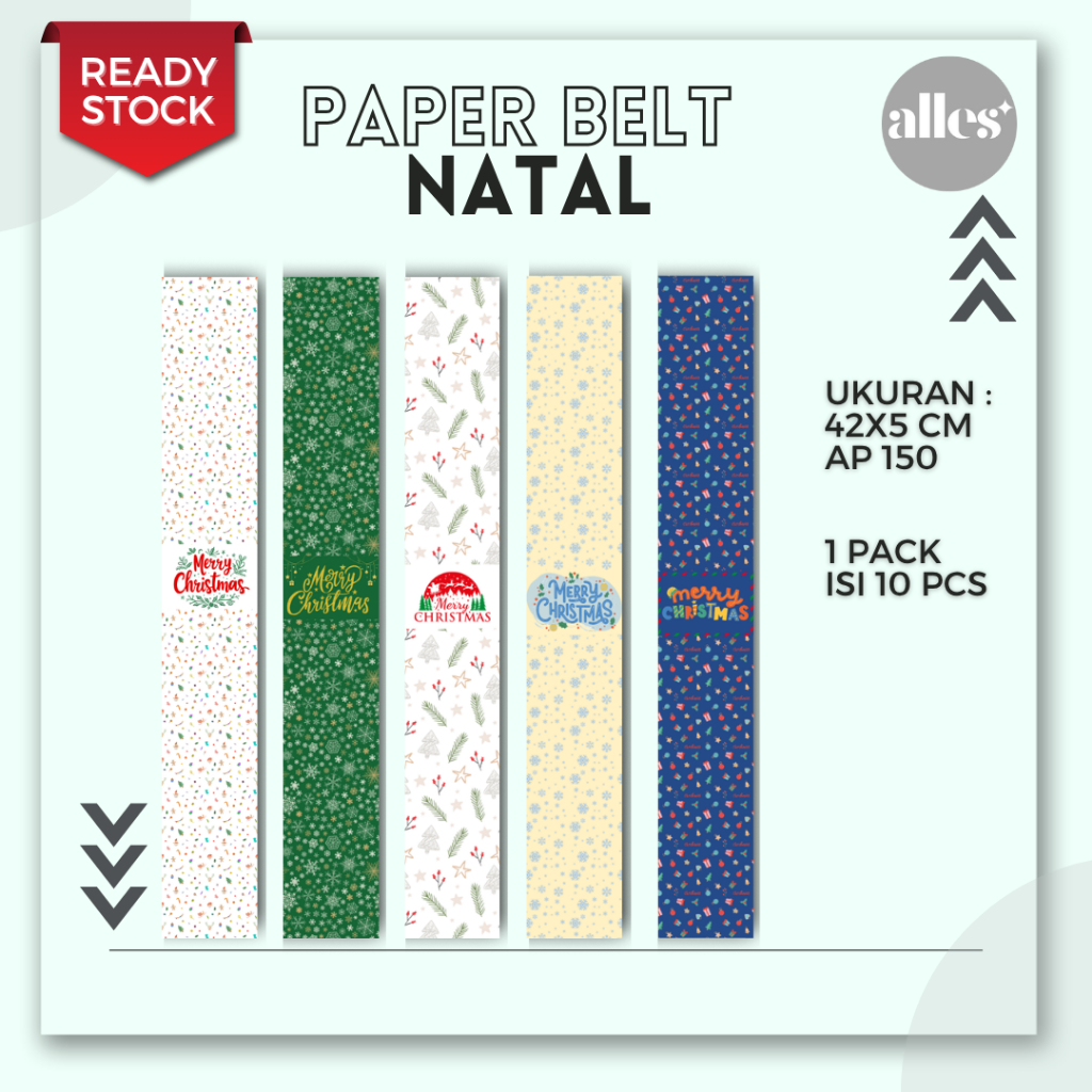[10 PCS] PAPER BELT NATAL VERTICAL PAPER BELT MERRY CHRISTMAS SABUK BOX NATAL GREETING CARD NATAL GI