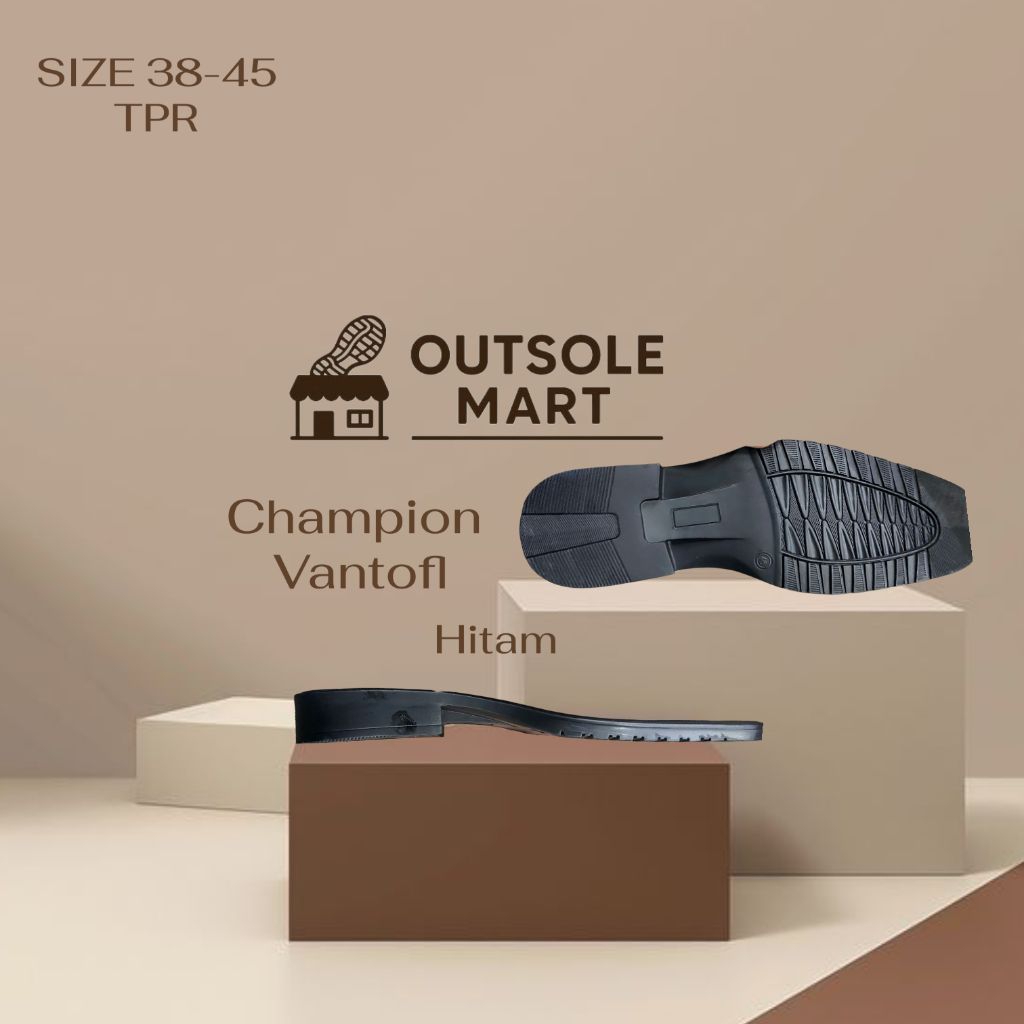 Outsole Mart - Sol Sepatu Vantoefl Premium Champion & Champion AP TPR | Hitam / Putih  Size 38-45