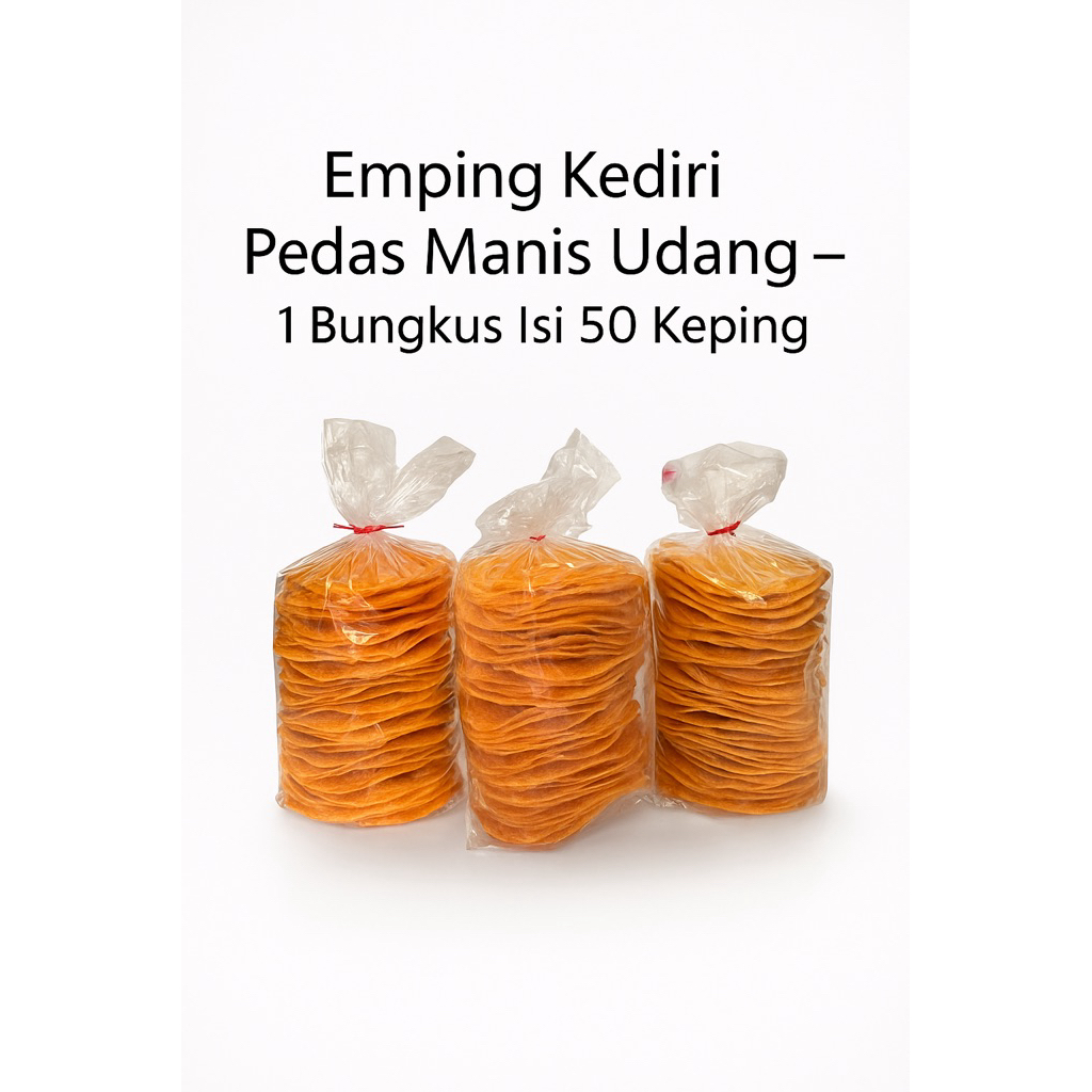 Emping Kediri Pedas Manis Udang 1 Bks Isi 50 Keping | Emping Udang Pedas Manis Renyah Gurih Premium
