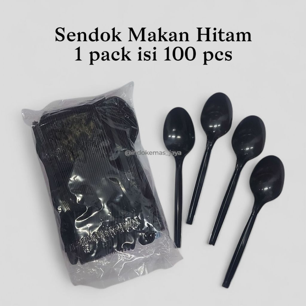 Sendok Makan Hitam/ Sendok Plastik/ Sendok Warna/ Sendok Katering/ Sendok Nasi Box/ Alat Makan/ isi 