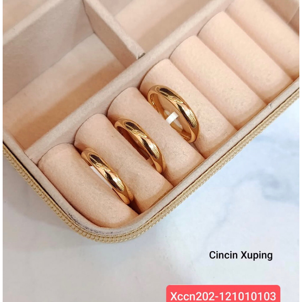 Cincin Couple Xuping Cincin Polos Cincin Unisex Tahan Lama Anti Karat Cincin Wanita Cincin Pria Peng
