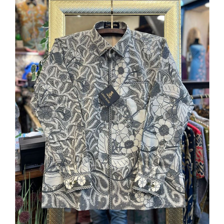 Lano Batik Semi Jas - Kemeja Batik Smock Semi Jas - Bunga Matahari - Baju Batik Pria - Kemeja Batik 