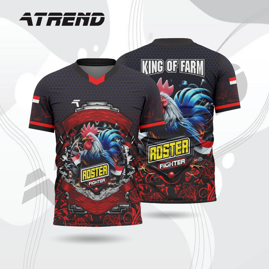 ATREND AT083 // JERSEY AYAM JAGO FULL PRINTING / KAOS ADU AYAM BANGKOK / BAJU SEHARI-HARI