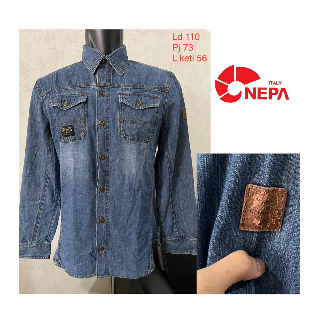 Nepa denim shirt kemeja denim kemeja jeans pria jaket jeans jaket denim up to L