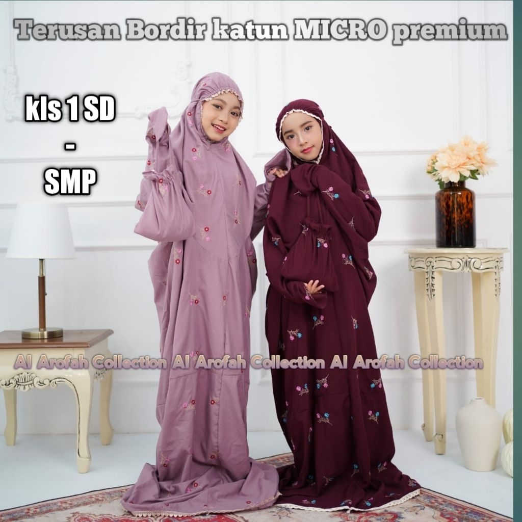AL AROFAH  mukenah terusan anak SD | smp bordir FATIMAH