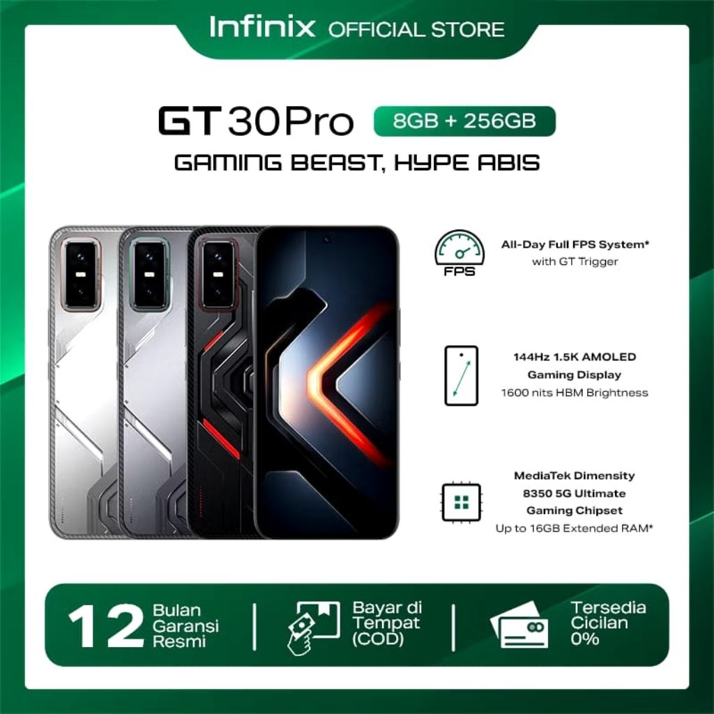 Infinix GT 30 PRO GIFT BOX [ 8+8 / 256GB ] [12+12 / 512GB ]  NFC LIKE NEW GRANSI