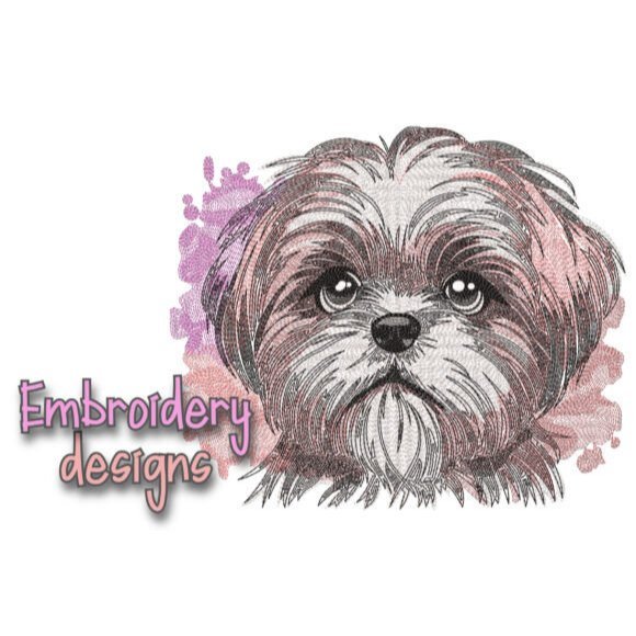 Desain Bordir Anjing Shih Tzu
