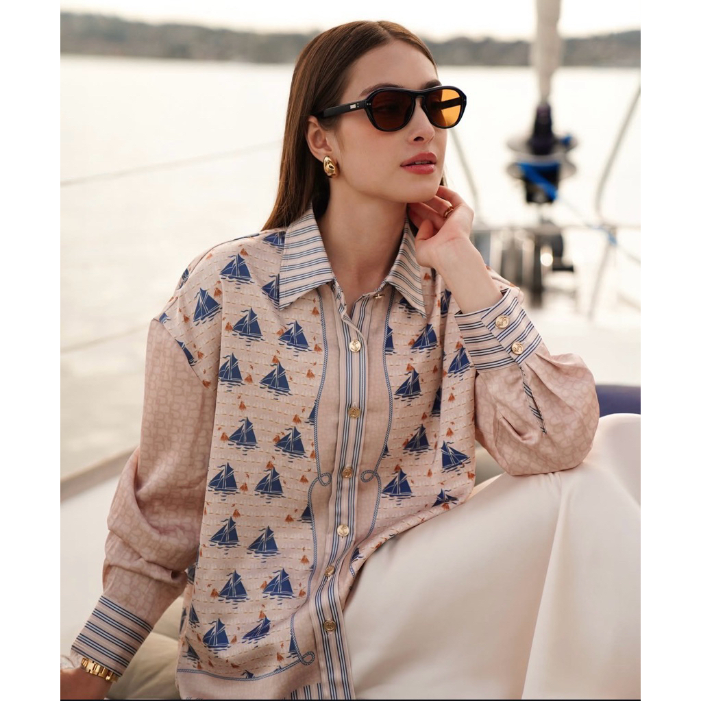 Nauticagram Satin Shirt Coral Benang Jarum