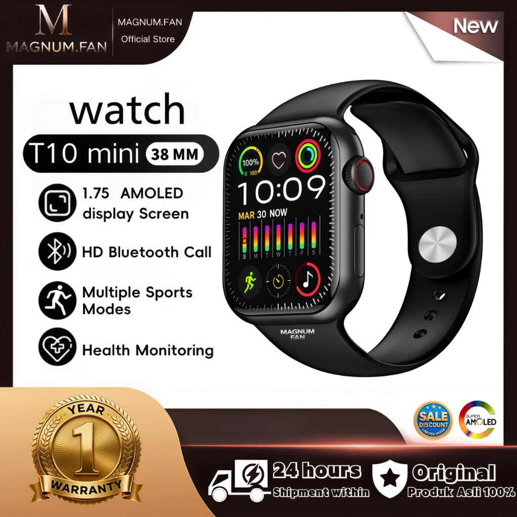 [Best Deals] MAGNUM FAN SmartWatch T10mini 38mm AMOLED Layar sentuh definisi tinggi NFC Pemantauan d