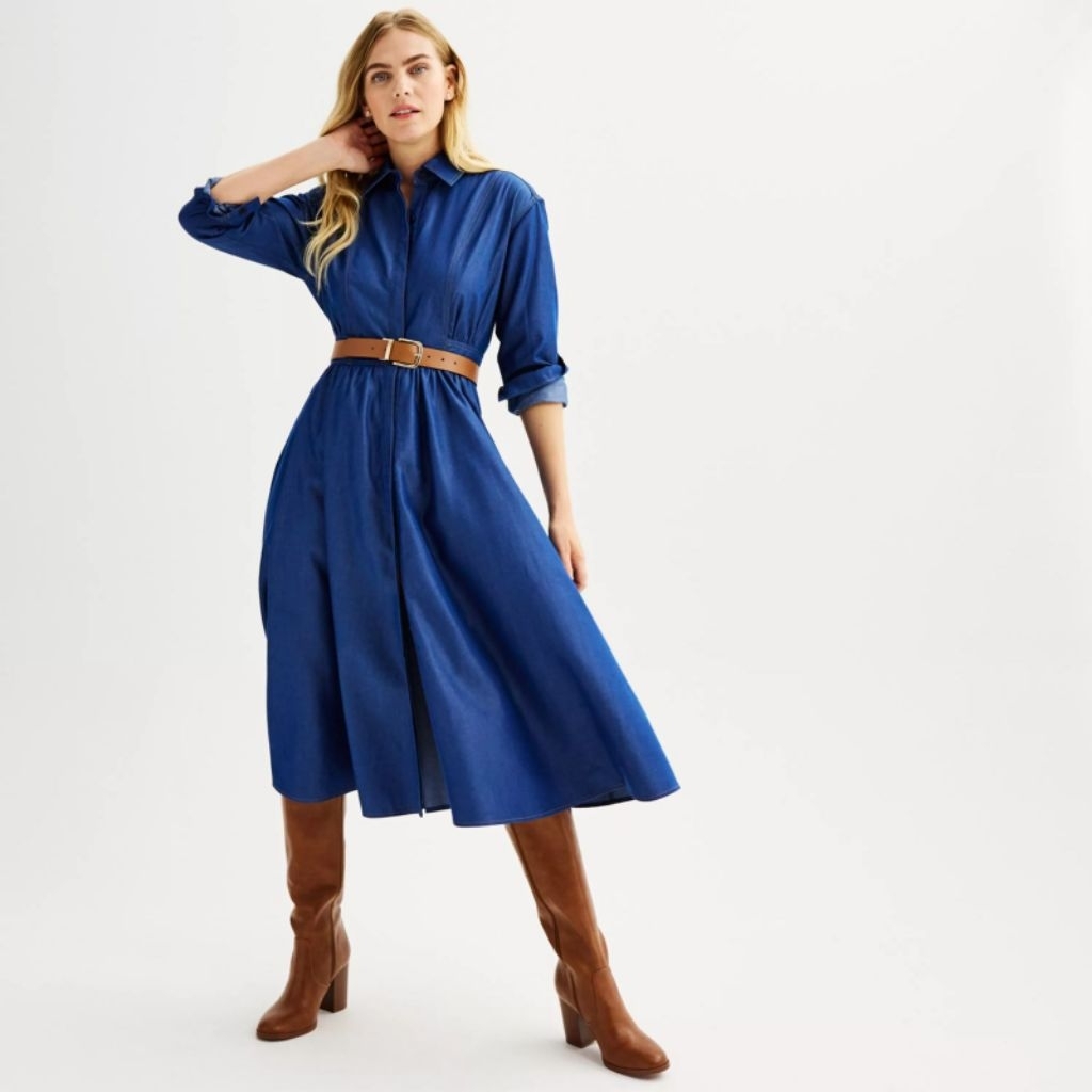 floral chambray dress dress denim chambray wanita dress bunga wanita/ dress maxy chambray wanita dre