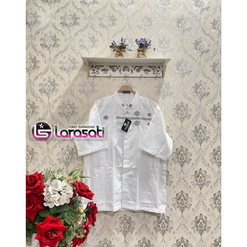baju Koko merk MAJIDAH putih lengan pendek jumbo terbaru