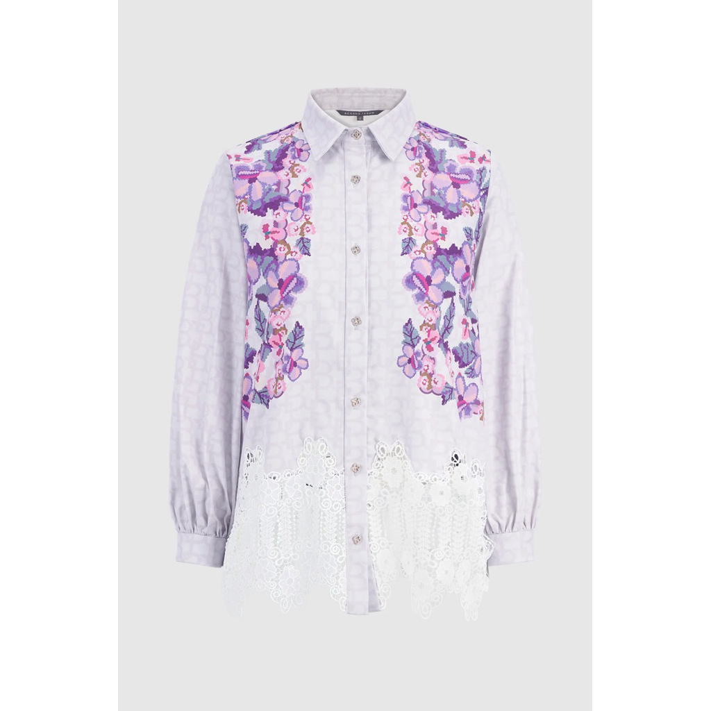 Benang Jarum Eclora Lace Shirt - Lavender (Brand New)