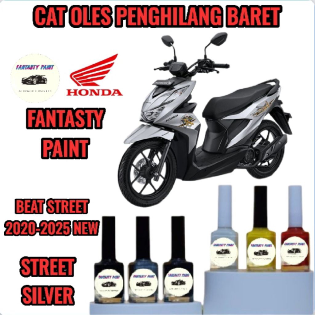 Cat Oles Permanen Motor Honda Beat Street Silver 2020,2021,2022,2023,2024,2025 New Penghilang Baret/