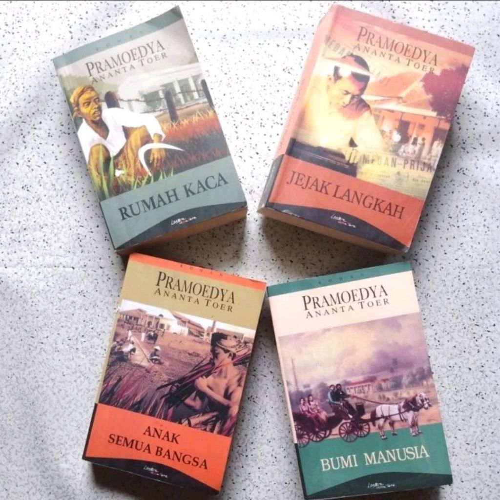 Buku Novel Roman Pramoedya Ananta Toer, RUMAH KACA, JEJAK LANGKAH, ANAK SEMUA BANGSA, BUMI MANUSIA,.