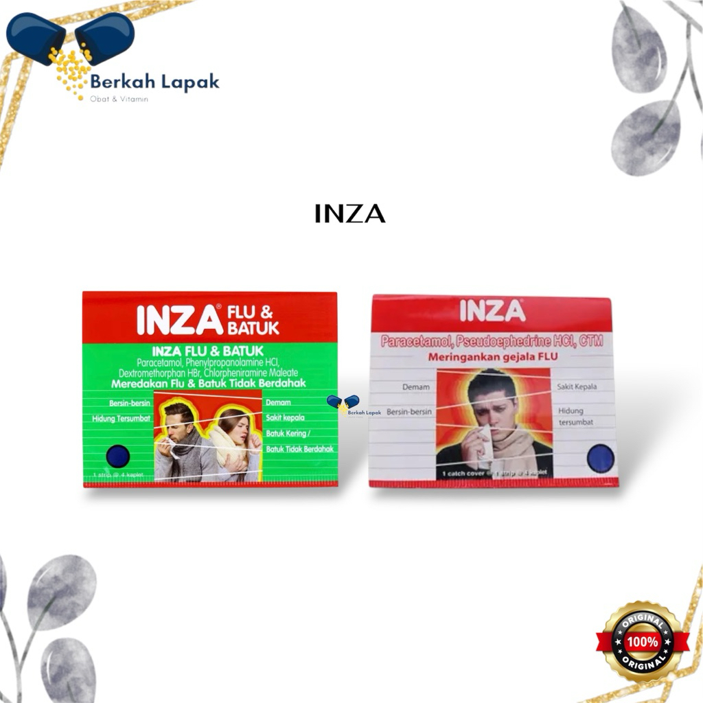 INZA – Flu/ Flu & Batuk – Meringankan Gejala Demam, Flu & Batuk – 4 Tablet