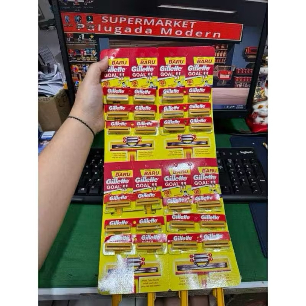 { GROSIR } Alat Cukur Jenggot Goal 2 Gillette Kuning Goal II Ganda - 1 karton 12 Papan