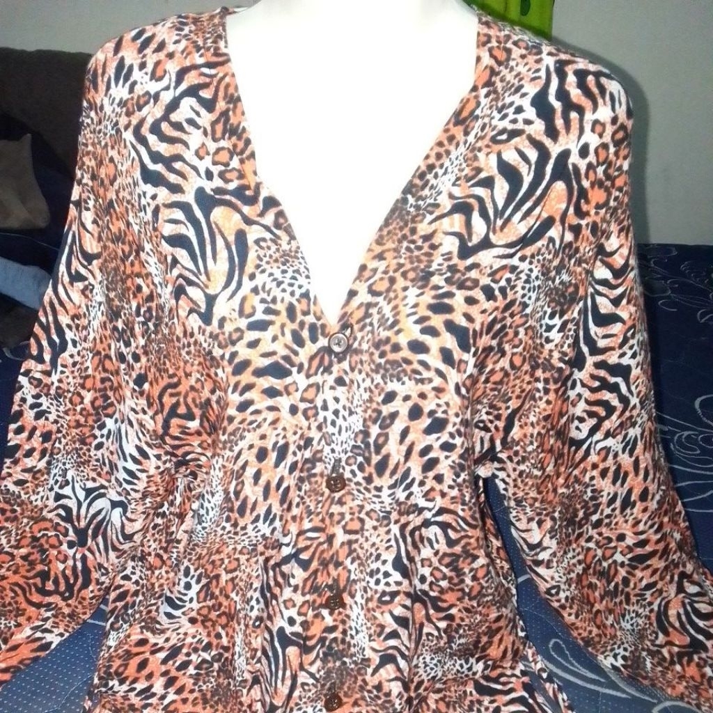 preloved tunik kaftan motif macan cantik