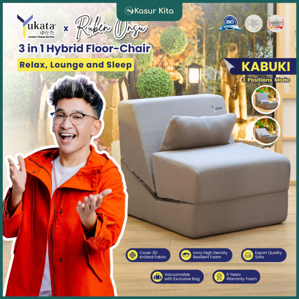 Sofa Bed YUKATA KABUKI | Sofa Kasur Lipat 3 Posisi Lantai Lesehan Sandaran Vacumable