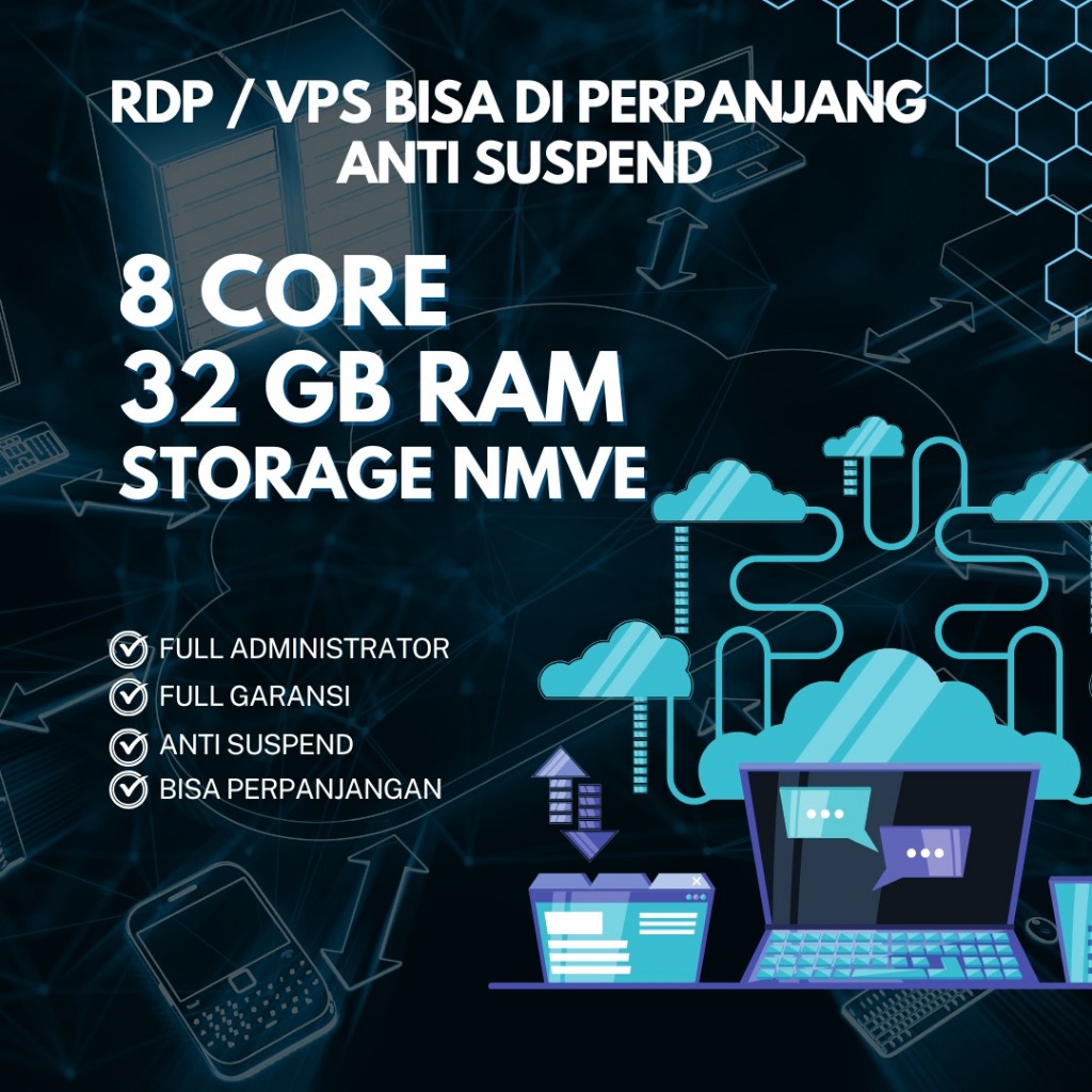 RDP/VPS - 8 CORE / 32 GB - SERVER INDONESIA - BERGARANSI - Bisa di perpanjang