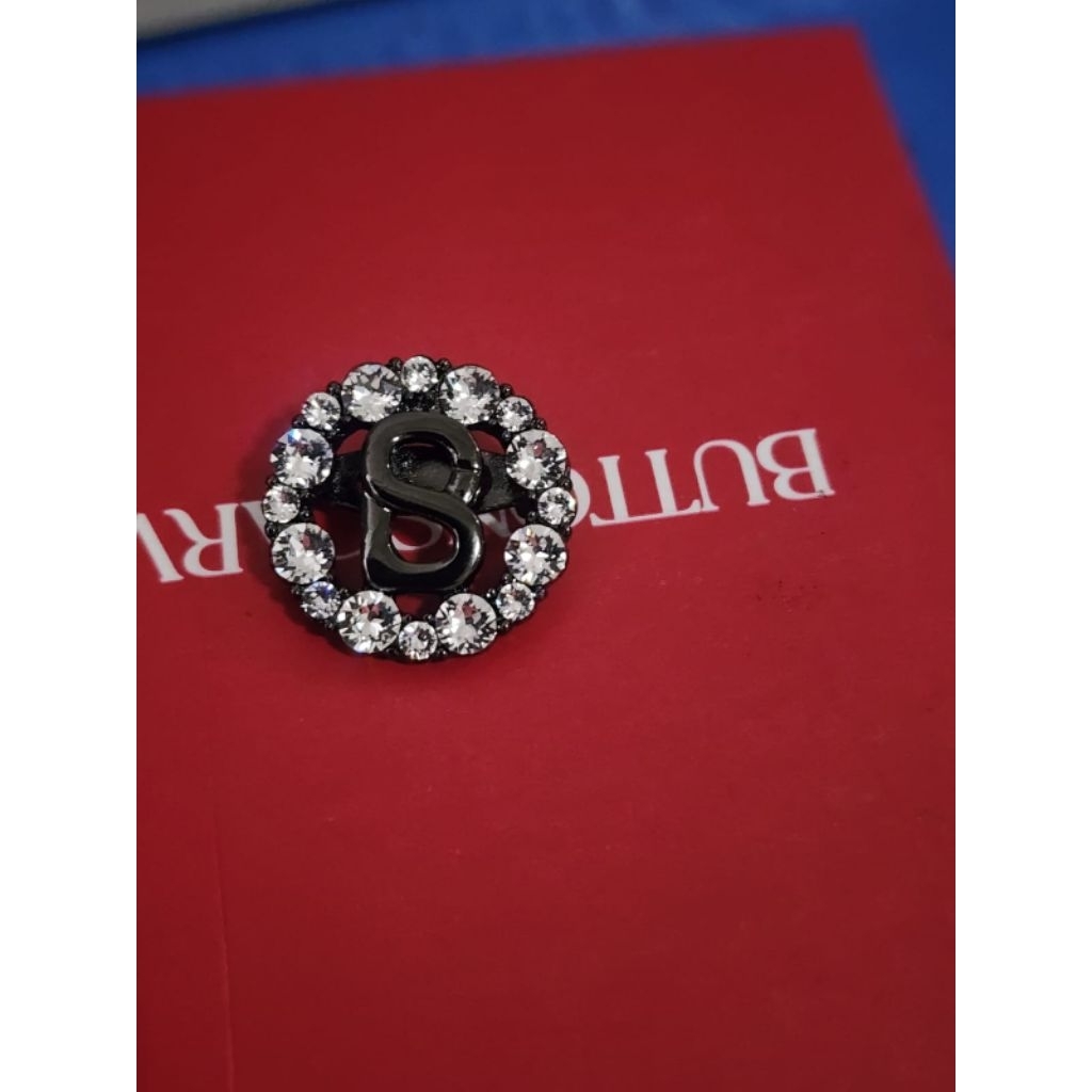 Gunmetal-As is item Petite Round Crystal Brooch Buttonscarves baru dan siap kirim