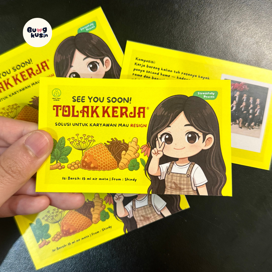 Kartu Ucapan Resign (Tolak Angin)  Custom Foto Nama – Hadiah Perpisahan Teman Kerja Kado Resign Unik