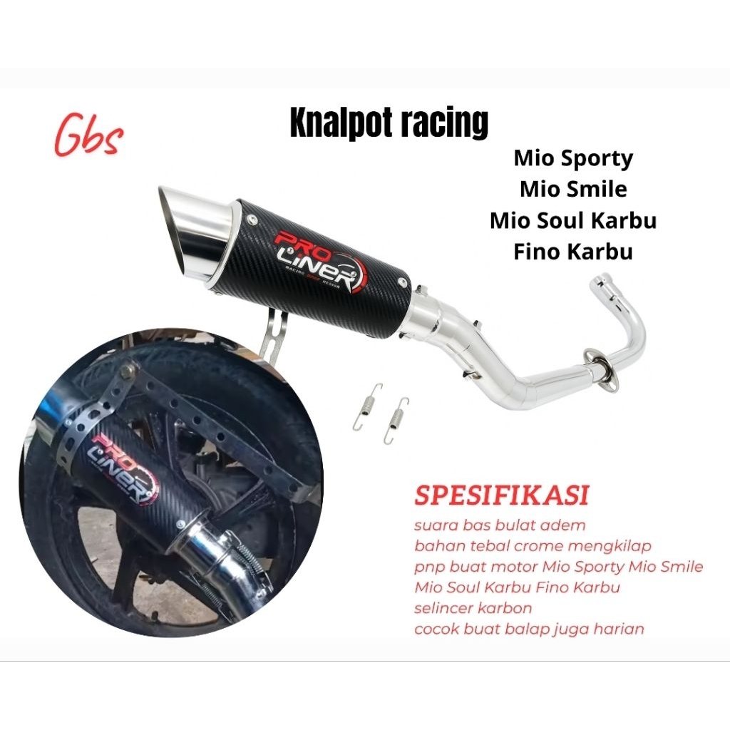 Knalpot Racing Copy Proliner Karbon Mio Sporty Mio Smile Mio Soul Old