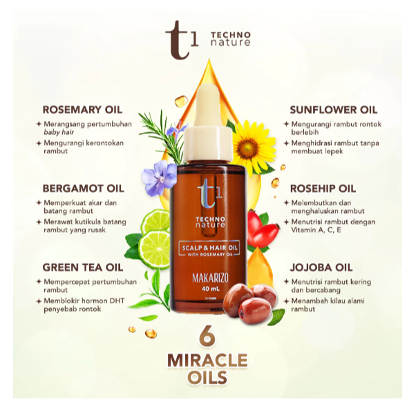 Makarizo T1 Techno Nature Rosemary Scalp & Hair Oil - Rosemary Oil