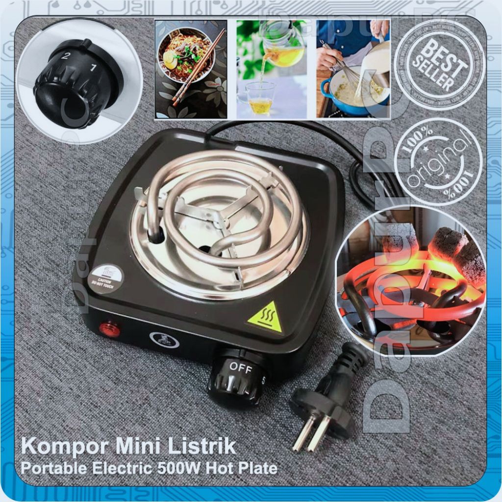 Kompor Listrik Mini Spiral 500W Portable Hot Plate Serbaguna Pemanas Air Makanan - Kompor Listrik Se