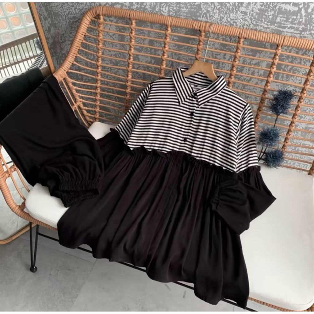 ZELA STRIPE RAYON ONE SET / SETCEL RAYON TWILL PREMIUM