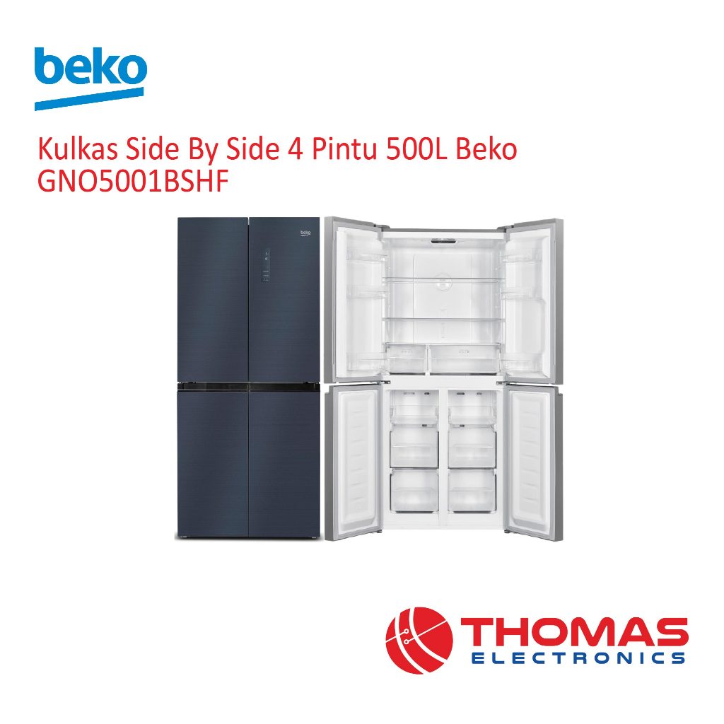 Kulkas 4 Pintu Side By Side Multi Door 500 Liter Beko GNO5001BSHF GNO 5001 BSHF Inverter Garansi Res