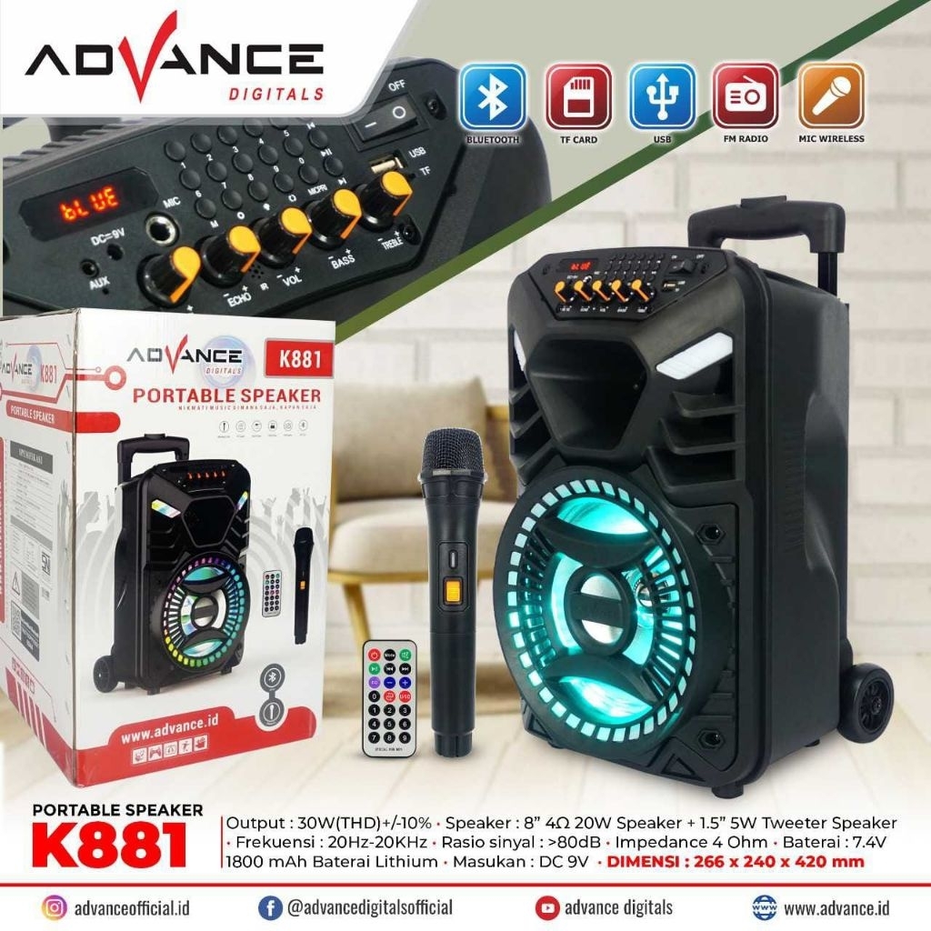 SPEAKER PORTABLE ADVANCE 8" K-881