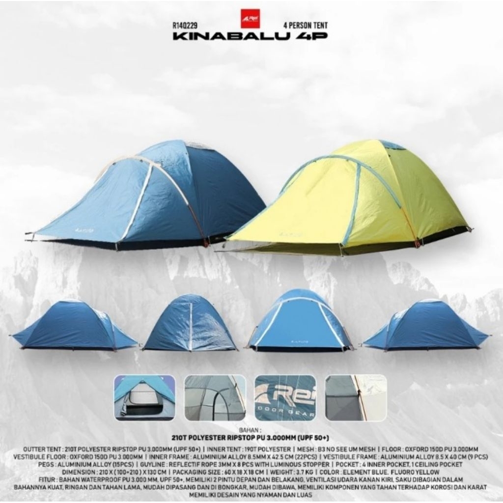 Tenda Camping Arei Outdoorgear Series Kinabalu 4P
