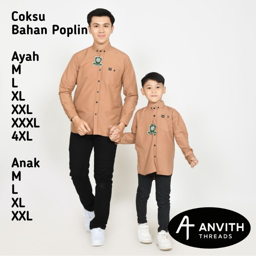 Kemeja Polos Couple Ayah Dan Anak Warna Coksu Lengan Panjang Kemeja Polos Pria Warna Coksu