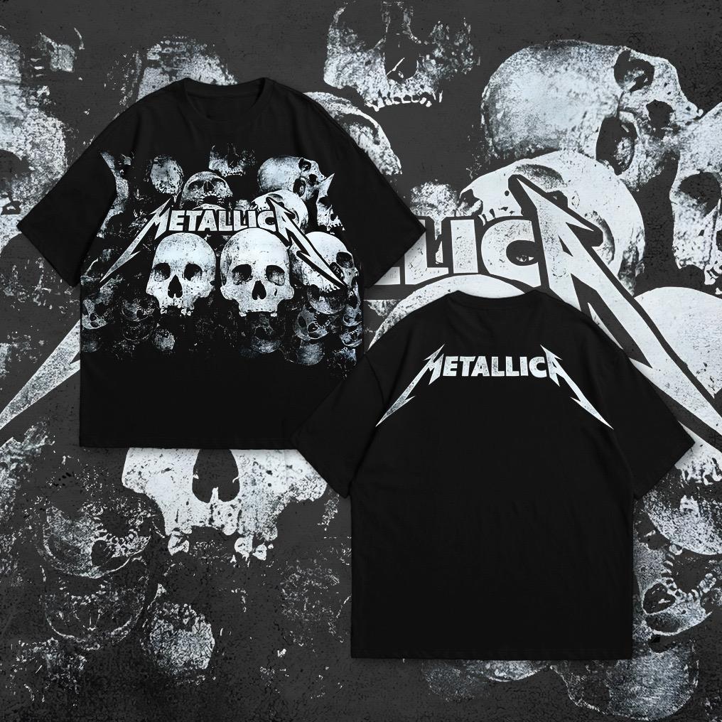 Baju Kaos P&B Oversize Metallica - T Shirt Vintage Metallica Oversized Black 20s