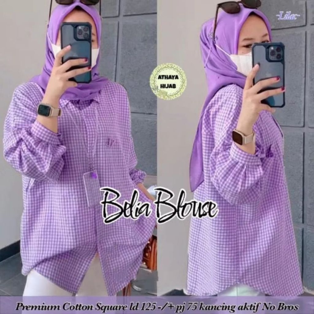 Belia Blouse Wanita kotak kemeja bahan katun sguare # Maria blouse# Radea Tunik# jota tunik by bellw