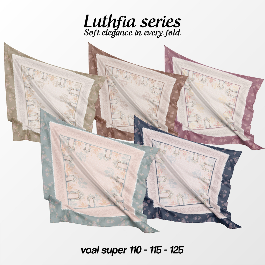 Hijab printing LUTHFIA kain voal super jasa cetak hijab segi empat kerudung muslimah