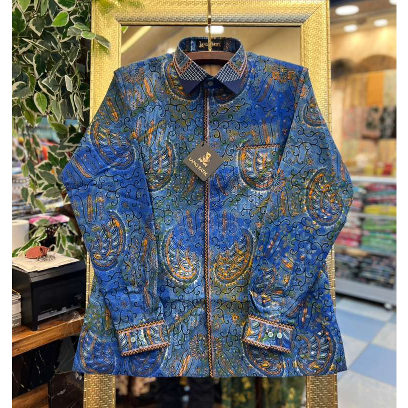 Lano Batik Semi Jas - Kemeja Batik Smock Semi Jas - Truntum - Buah Asem - Baju Batik Pria - Kemeja B