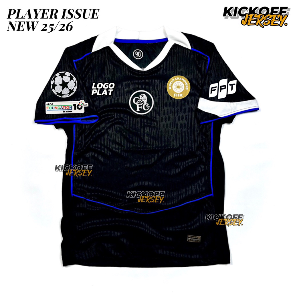 (PLAYER ISSUE) JERSEY CHELSEA THIRD 3RD BLACK PI PLAYER ISSUE NEW SEASON 25/26 FULL PATCH 2025 2026
