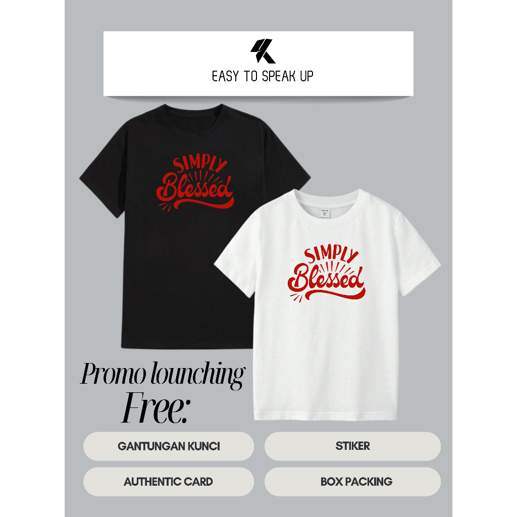 KAKAO Kaos Kata Simply Blessed | Premium 100% Katun Kaos Distro Pria Streetwear Official