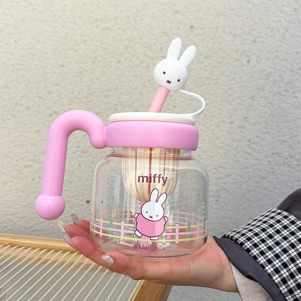 [PREORDER] Gelas Miffy & Boris dengan Sedotan – Gelas Kaca Lucu