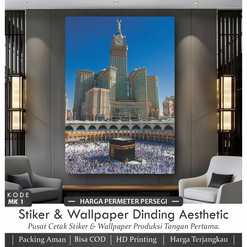 Wallpaper Kabah Mekah 3D Dinding Stiker Kabah Sudah Berperekat Anti Air Dan Warna Tajam