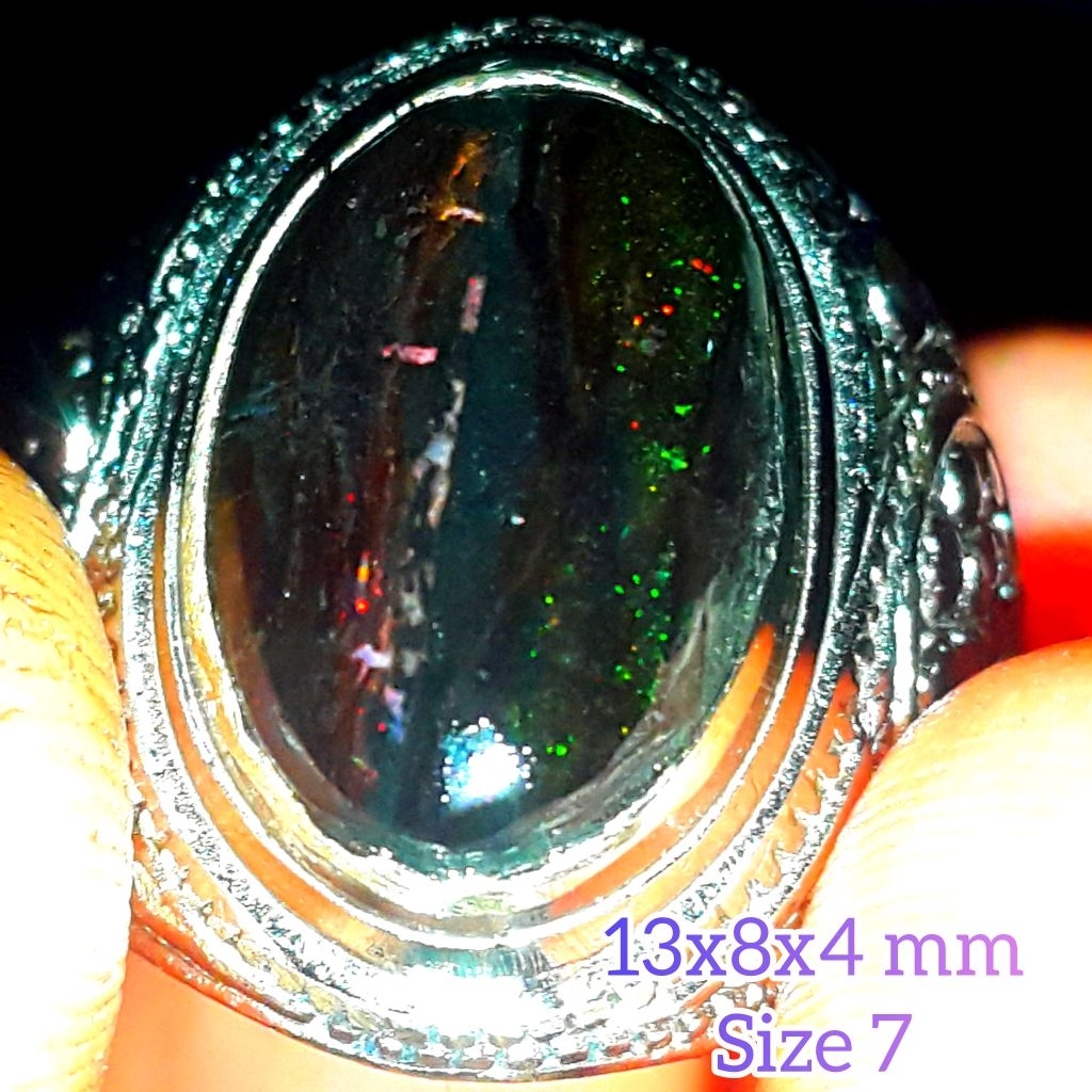 Cincin Black Opal Sempur Ruyung Natural Jarong Bahan Ranting