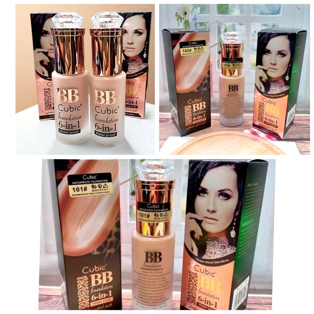 ( Bisa Pilih/ 1 Pcs ) Cubic BB Foundation 6in1 Waterproof Foundation