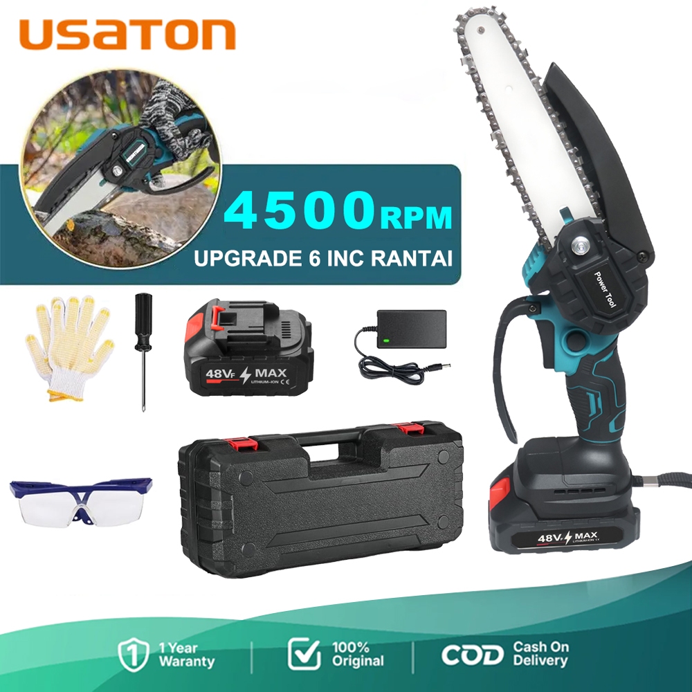 6 Inci Mesin Gergaji Mini Pemotong Kayu Gergaji Mesin Mini Listrik Portabel Lithium Kayu Cordless Ch