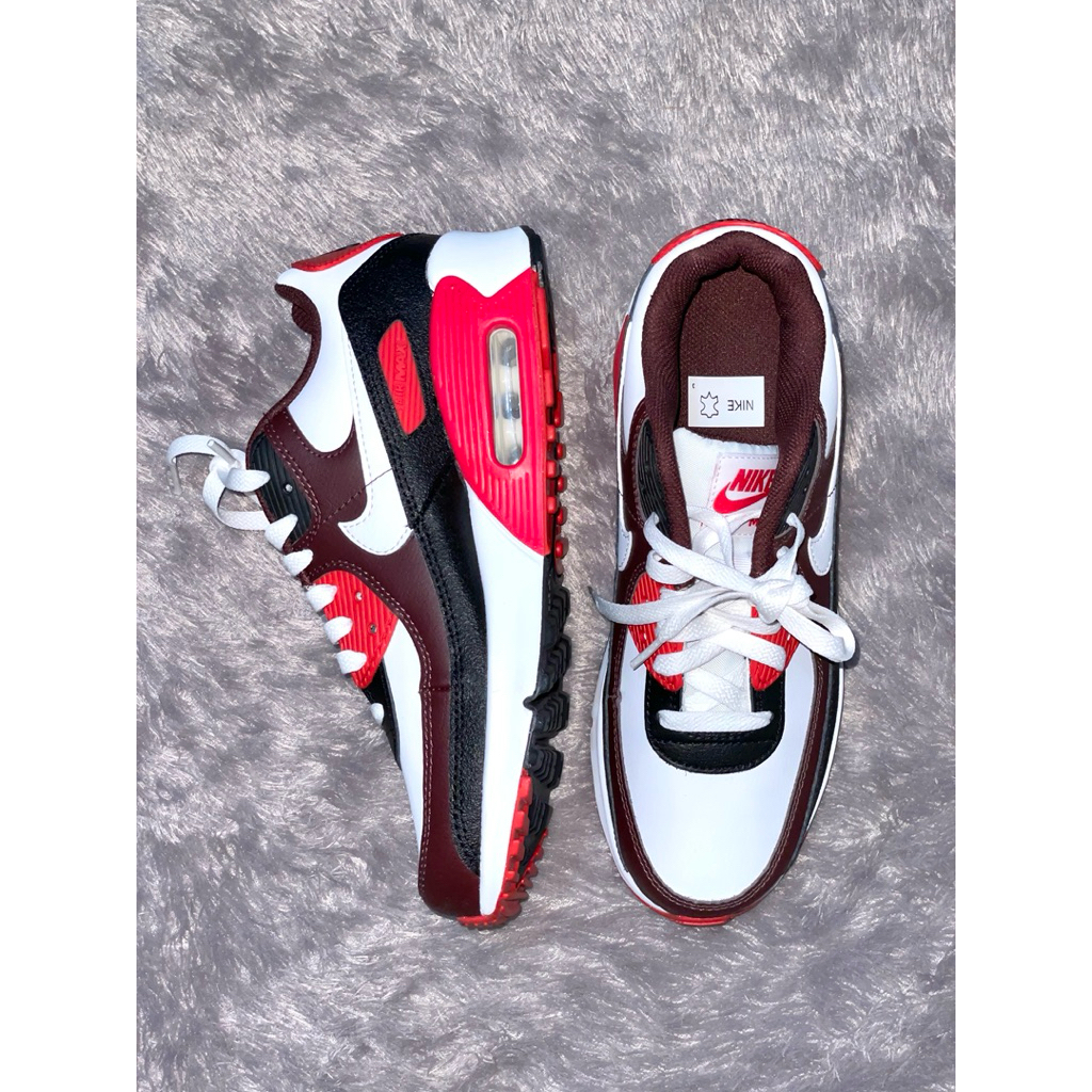Sepatu NIKE AIR MAX 90 (GS), BURGUNDY CRUSH/WHITE-BLACK, BORDEAUX CRUSH/NOIR/BLANC ORIGINAL