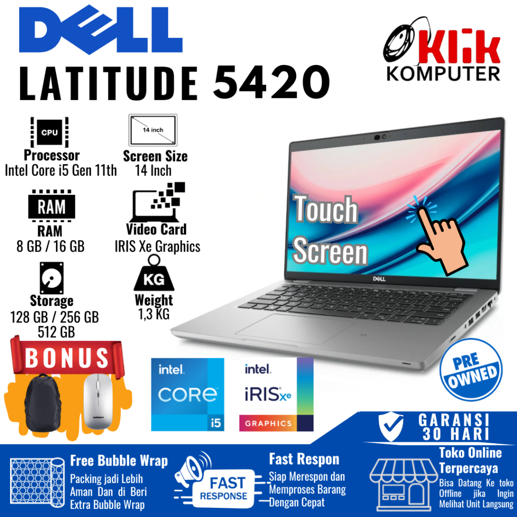 DELL Latitude 5420 Intel Core i5 i7 Gen 11th TouchScreen Slim Laptop Ultrabook 14" Slim
