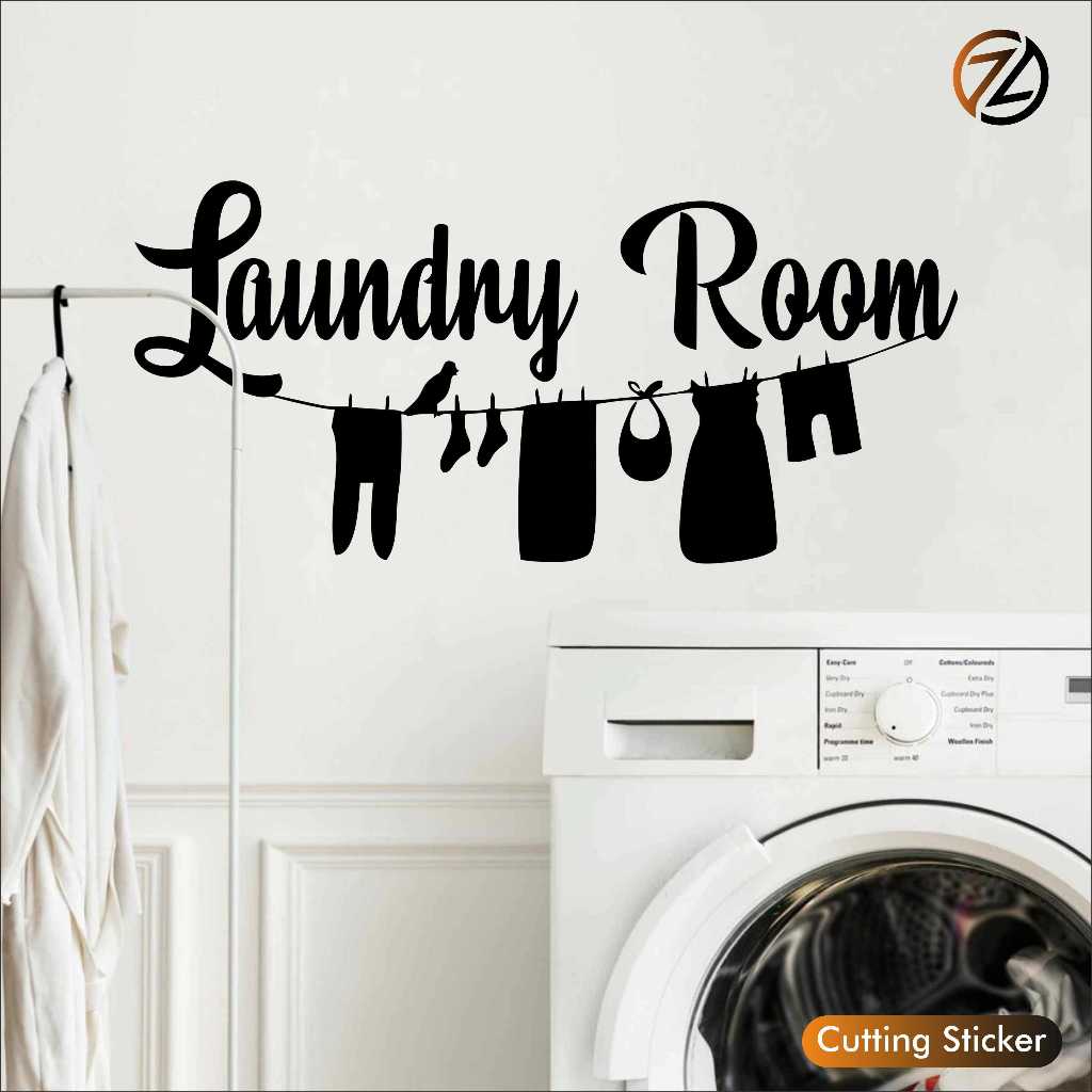 Wall Sticker Stiker Dinding Laundry Room Mesin Cuci Hiasan Dekorasi Dinding Kaca Custom Nama