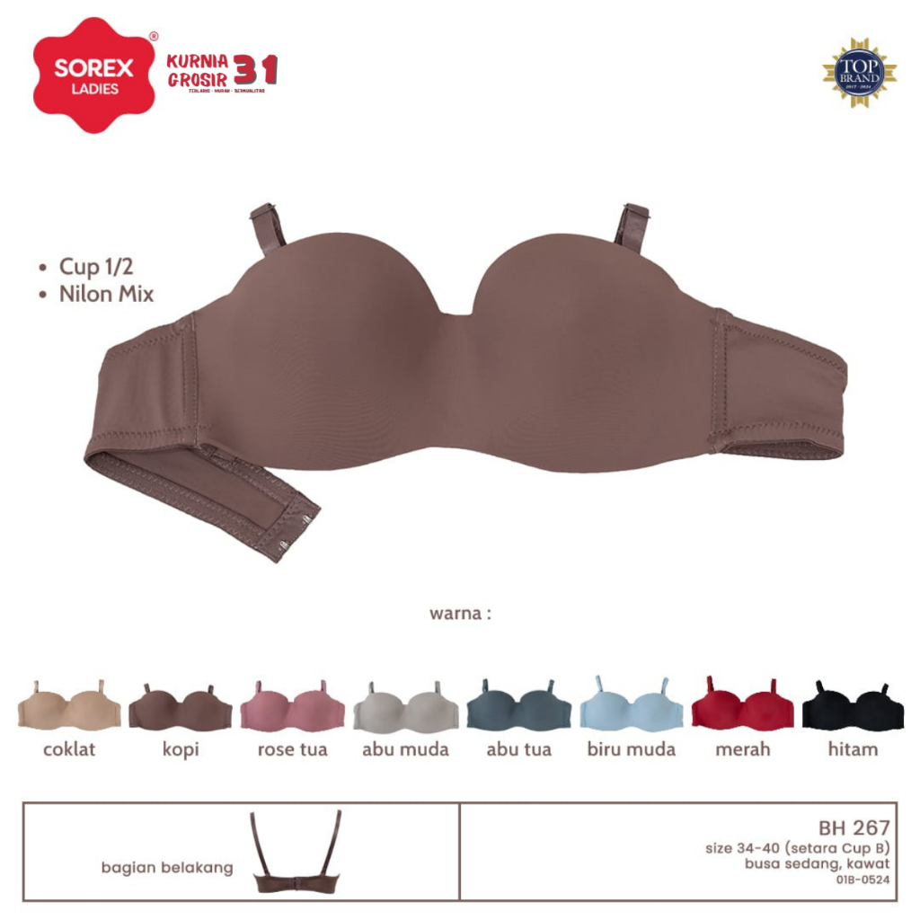 BH SOREX 267 Busa Tipis KAWAT Super Soft / Pakaian Dalam Wanita / BH CUP A Ukuran 34-40