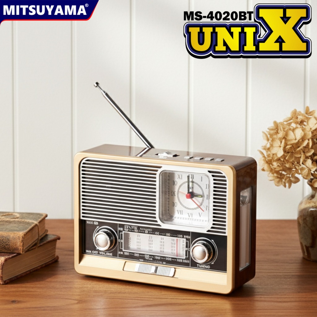 Radio Portable Jadul 3 Band FM-AM-SW Radio Speaker Portable UNIX Jam Analog