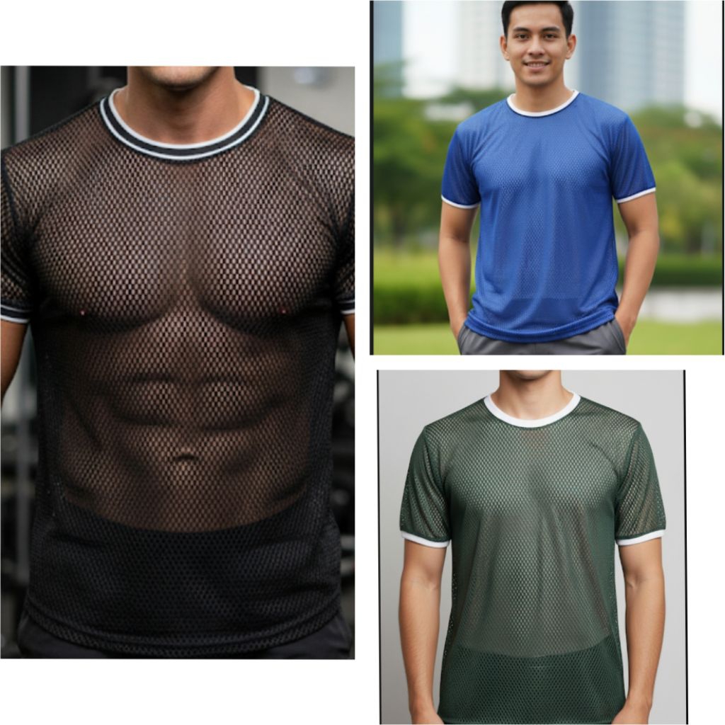 Kaos Oblong Jaling Jala Pria Kaos Dalaman Jaring allsize